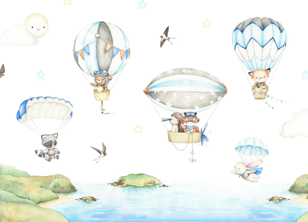Dieren op een ballonreis — volledig ontwerp