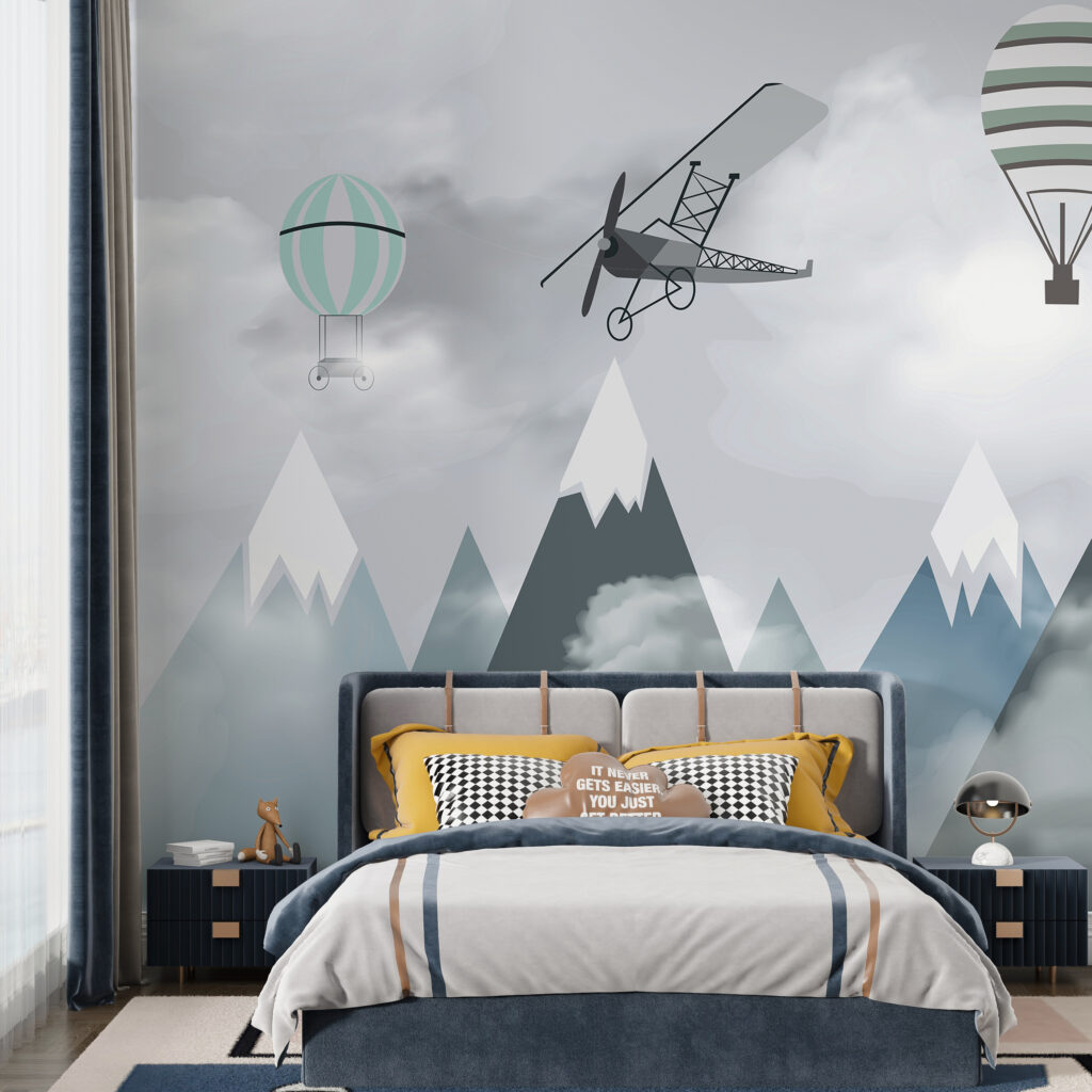 Vliegtuigjes boven turquoise berglagen — interieur 2