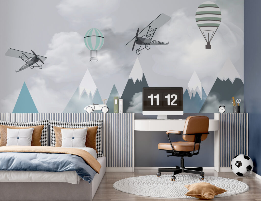Vliegtuigjes boven turquoise berglagen — interieur 3
