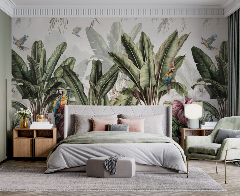 Papegaaien in herhaalde jungletuin — interieur 2