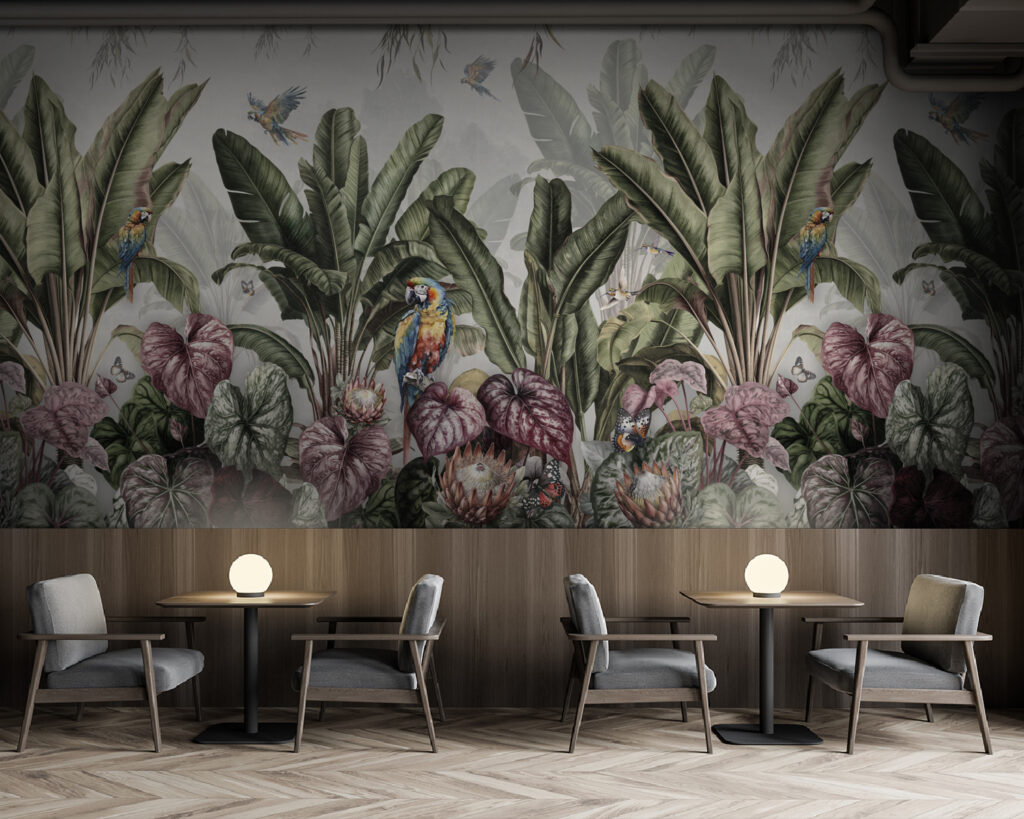 Papegaaien in herhaalde jungletuin — interieur 6