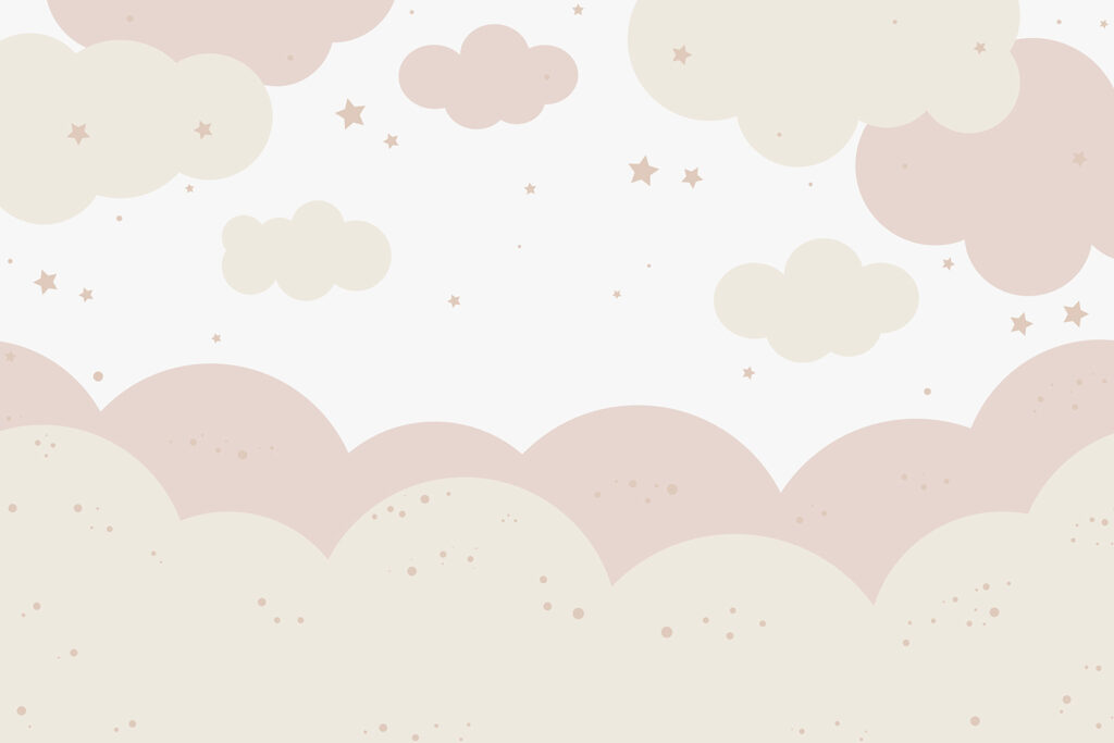 Roze en witte wolken en sterren — volledig ontwerp