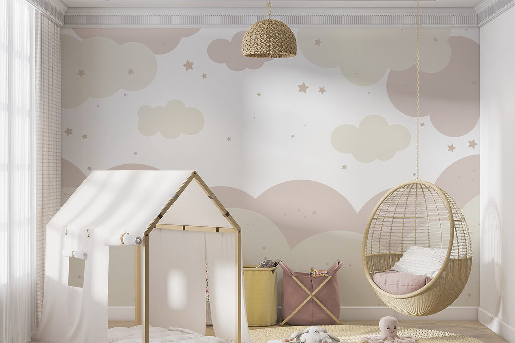 Roze en witte wolken en sterren — interieur 4