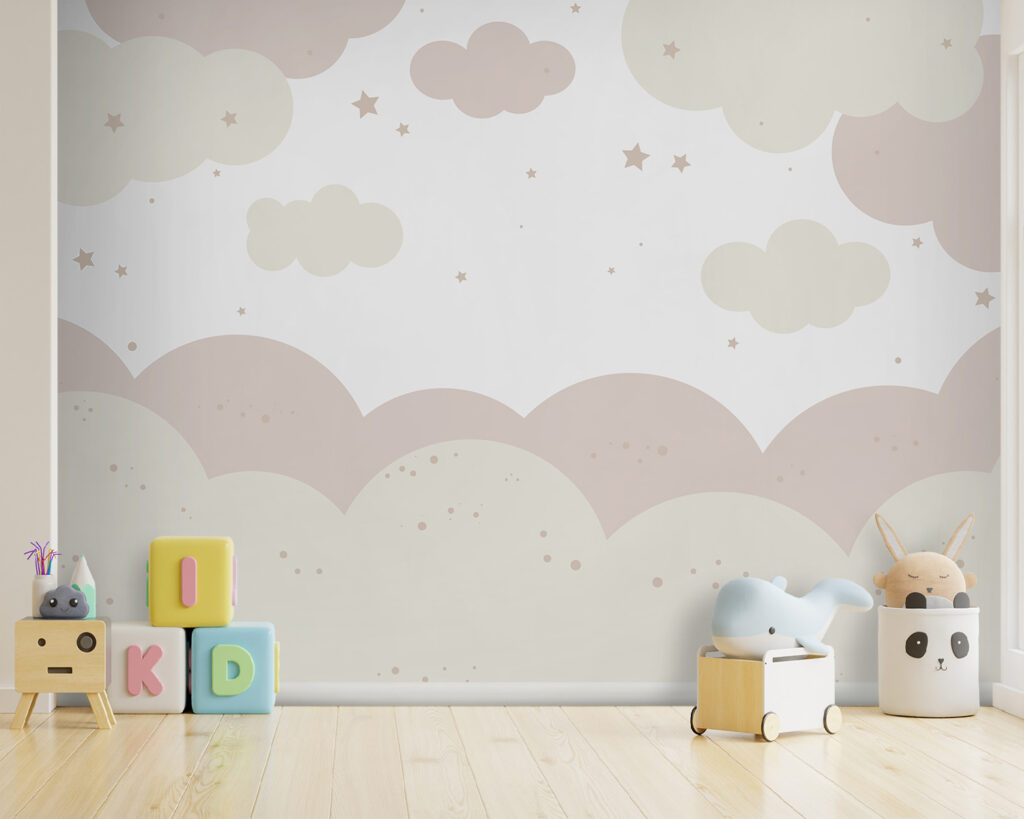 Roze en witte wolken en sterren — interieur 3