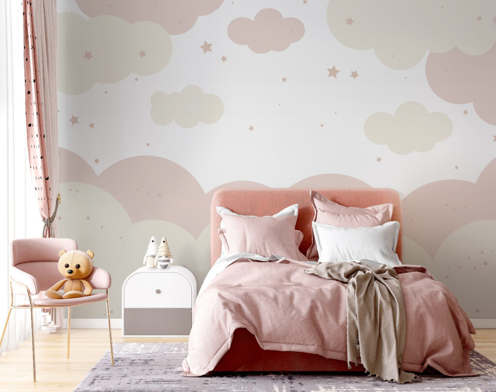 Roze en witte wolken en sterren — interieur 2