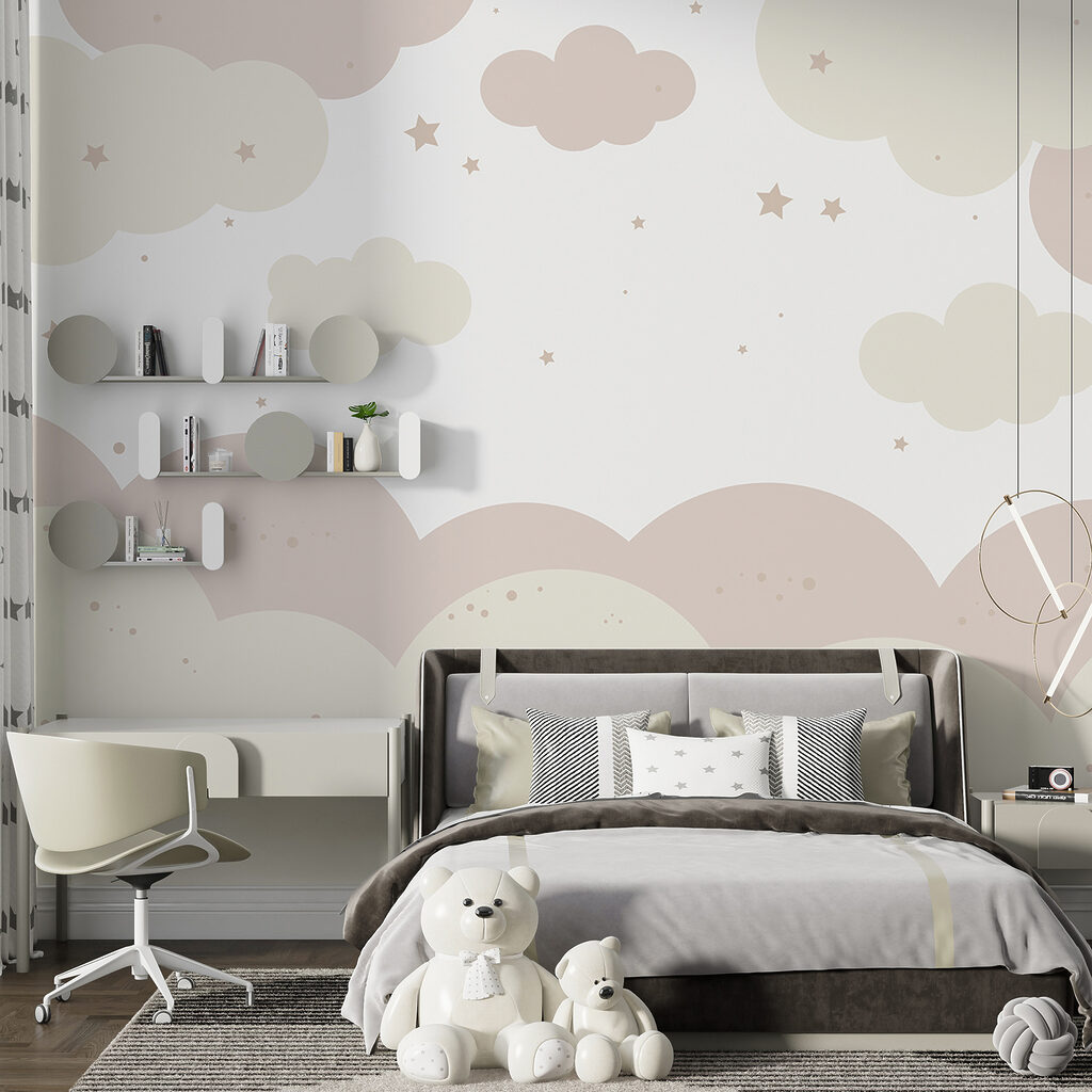 Roze en witte wolken en sterren — interieur 5