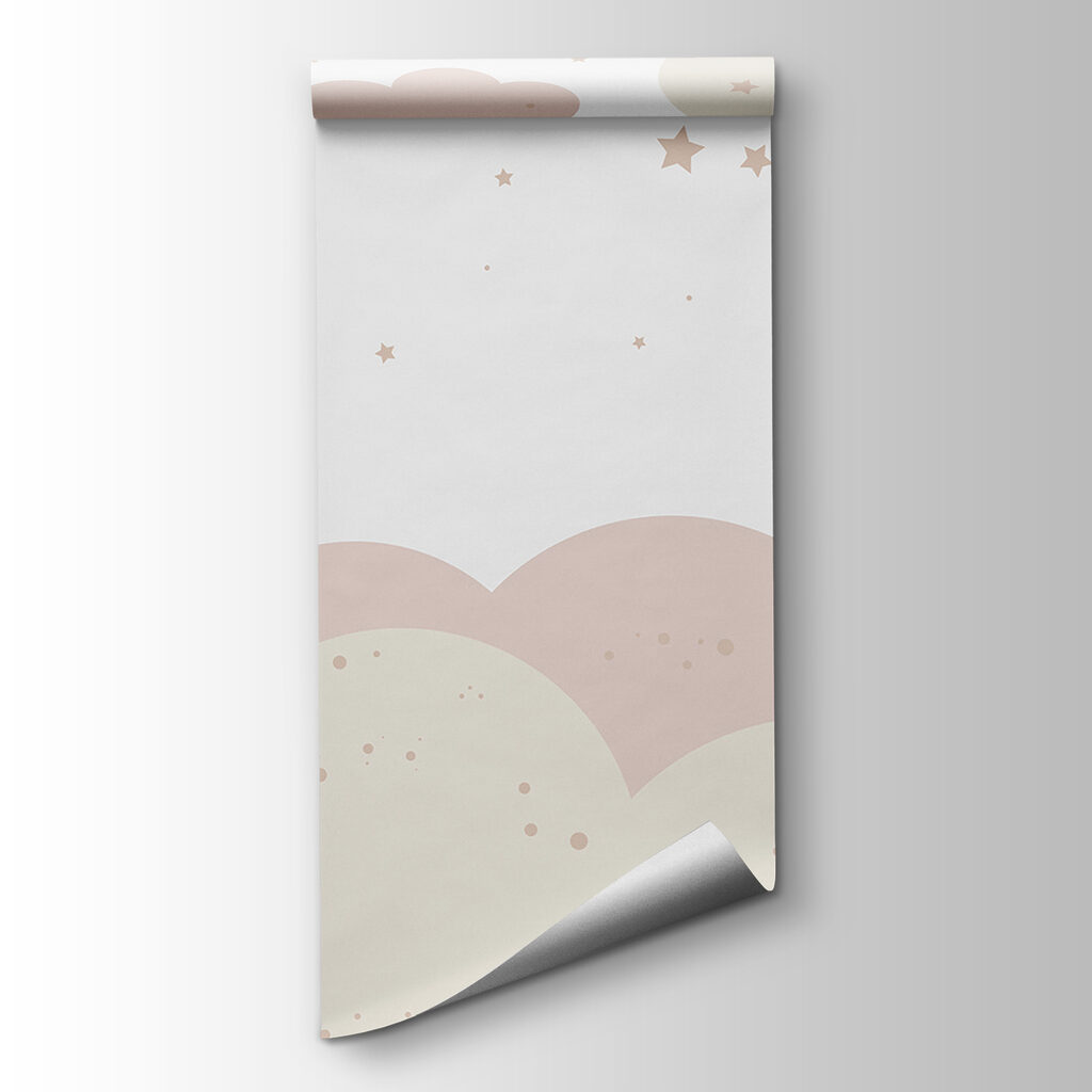 Roze en witte wolken en sterren — productweergave