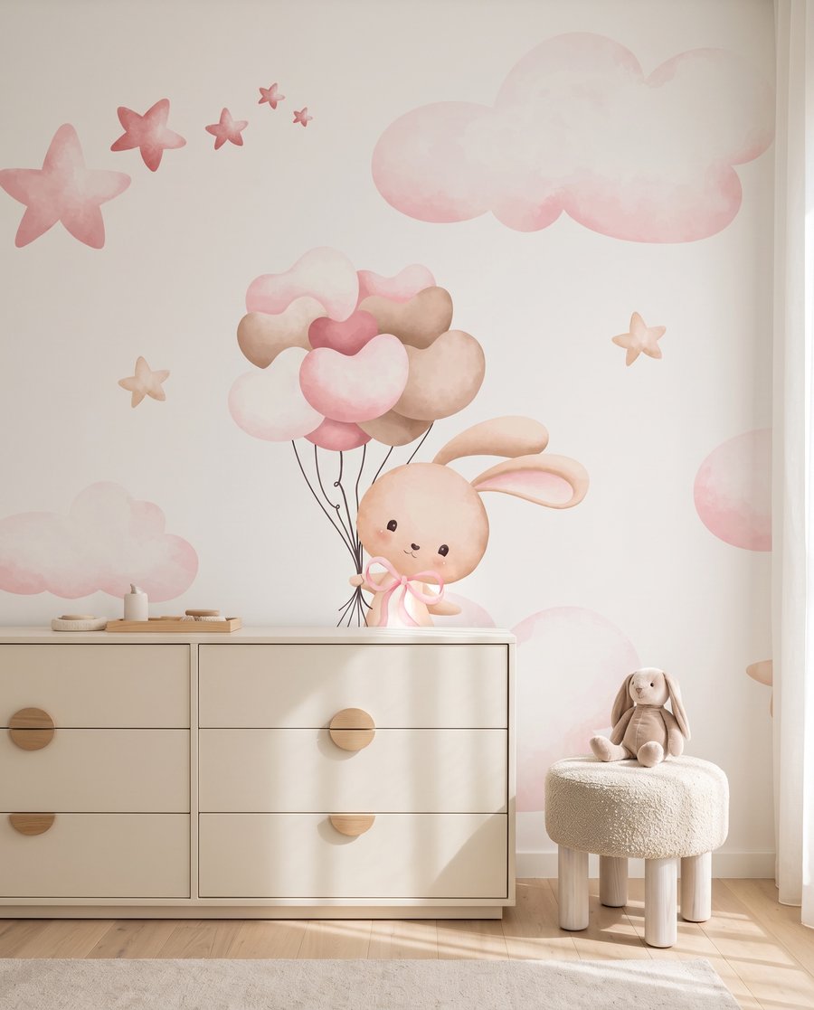 Konijntjes boven roze wolken — interieur 2