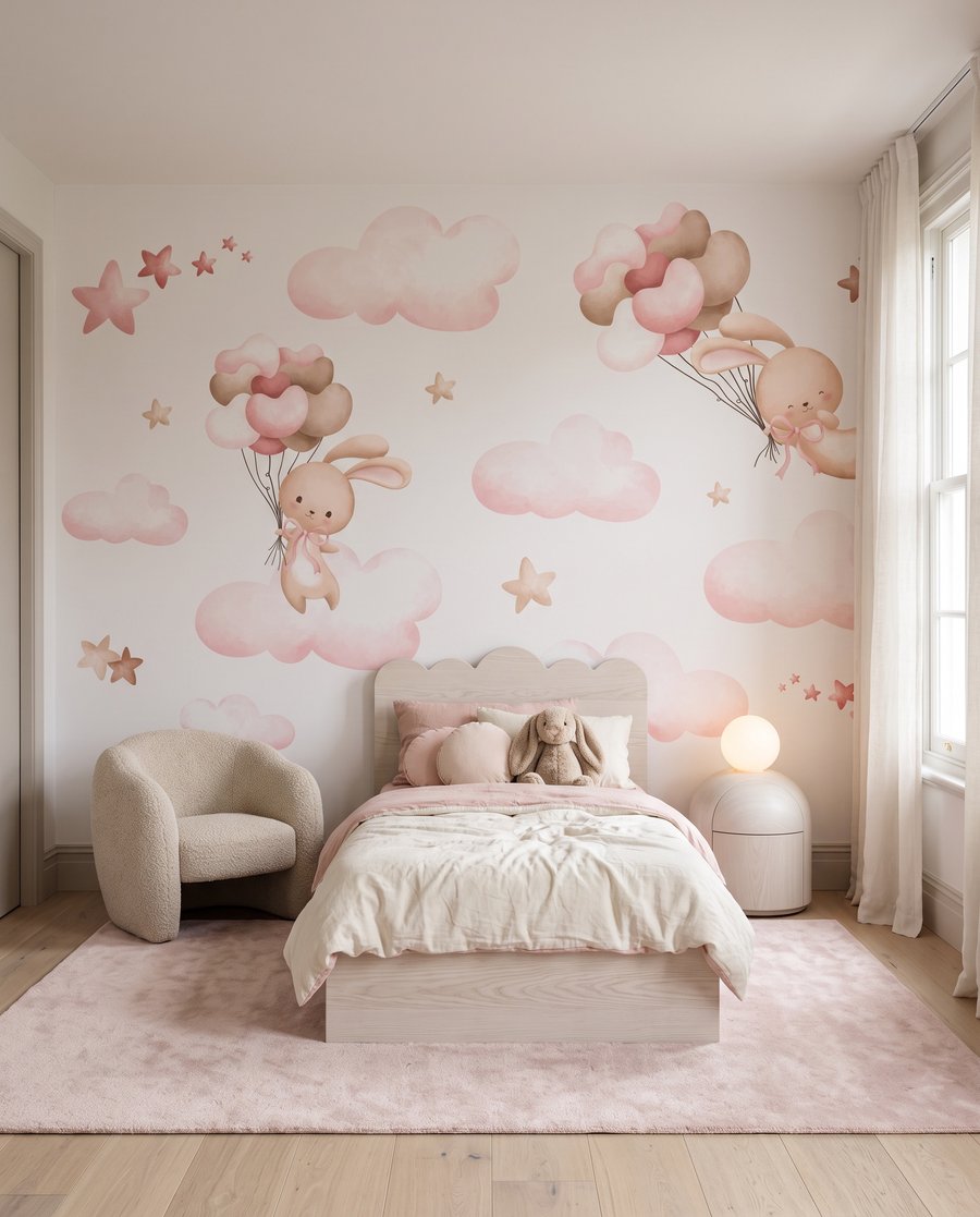 Konijntjes boven roze wolken — interieur 3