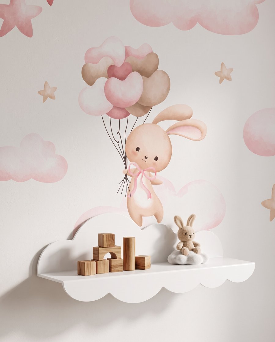 Konijntjes boven roze wolken — detail