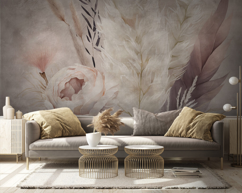 Roos tussen drooggras, veren — interieur 5