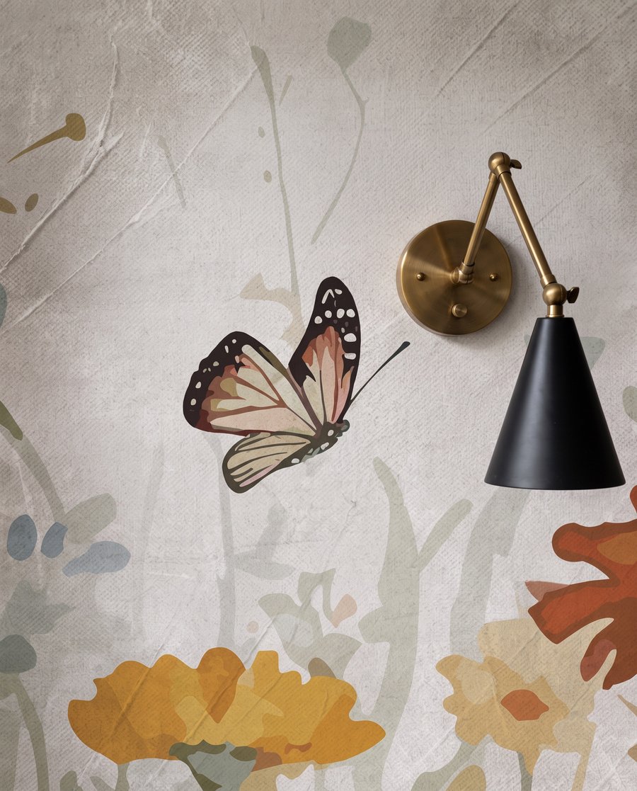 Vlinders boven een veldboeket — detail