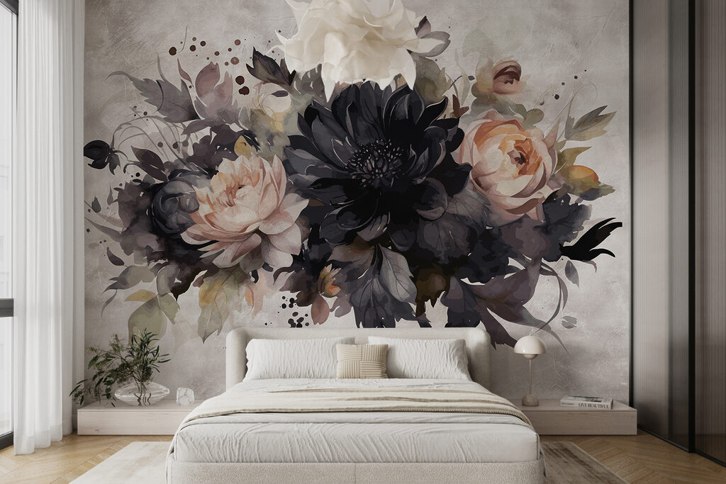 Donkere bloemen op verfwit — interieur 6