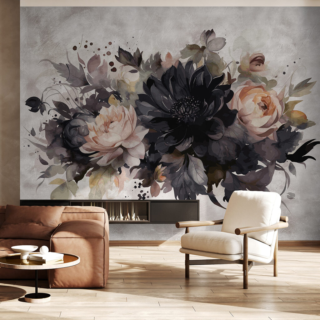 Donkere bloemen op verfwit — interieur 7
