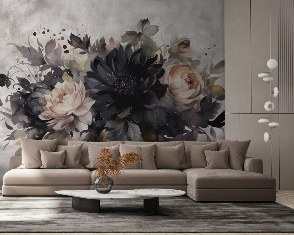 Donkere bloemen op verfwit — interieur 4