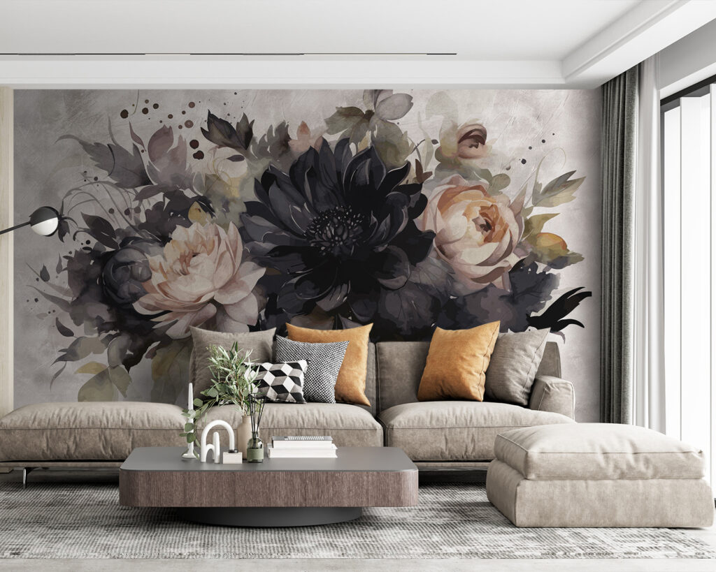 Donkere bloemen op verfwit — interieur 5