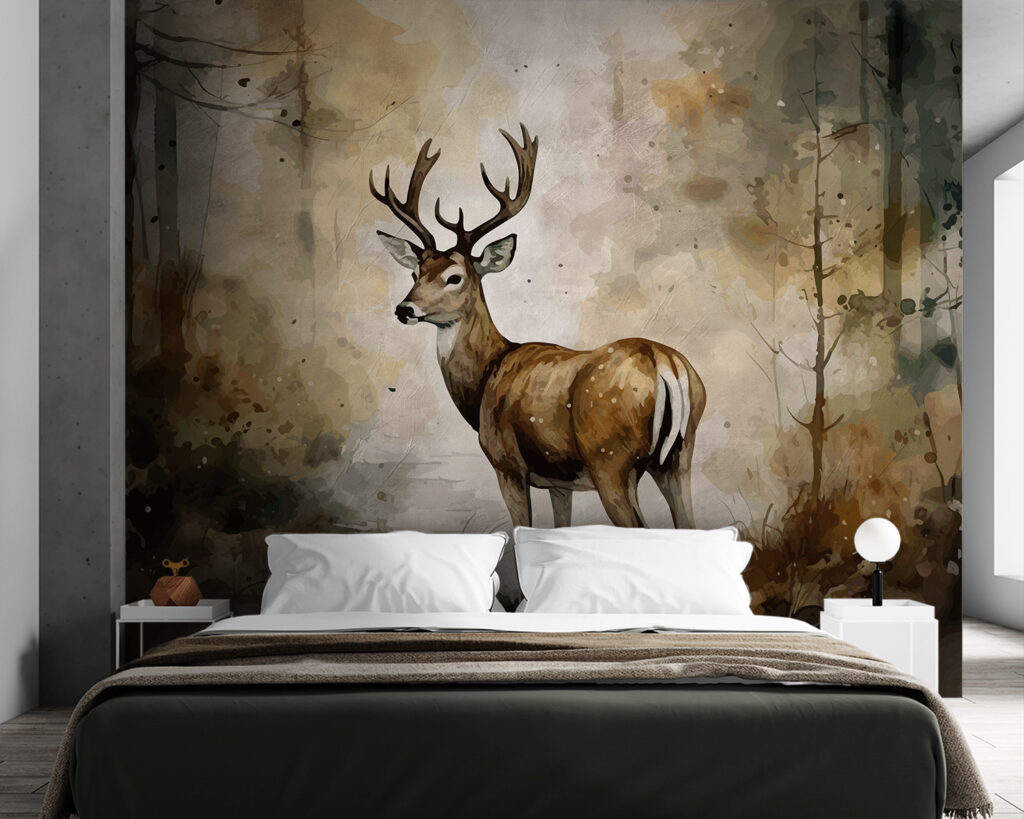 Hert in warme bosaquarel — interieur 1