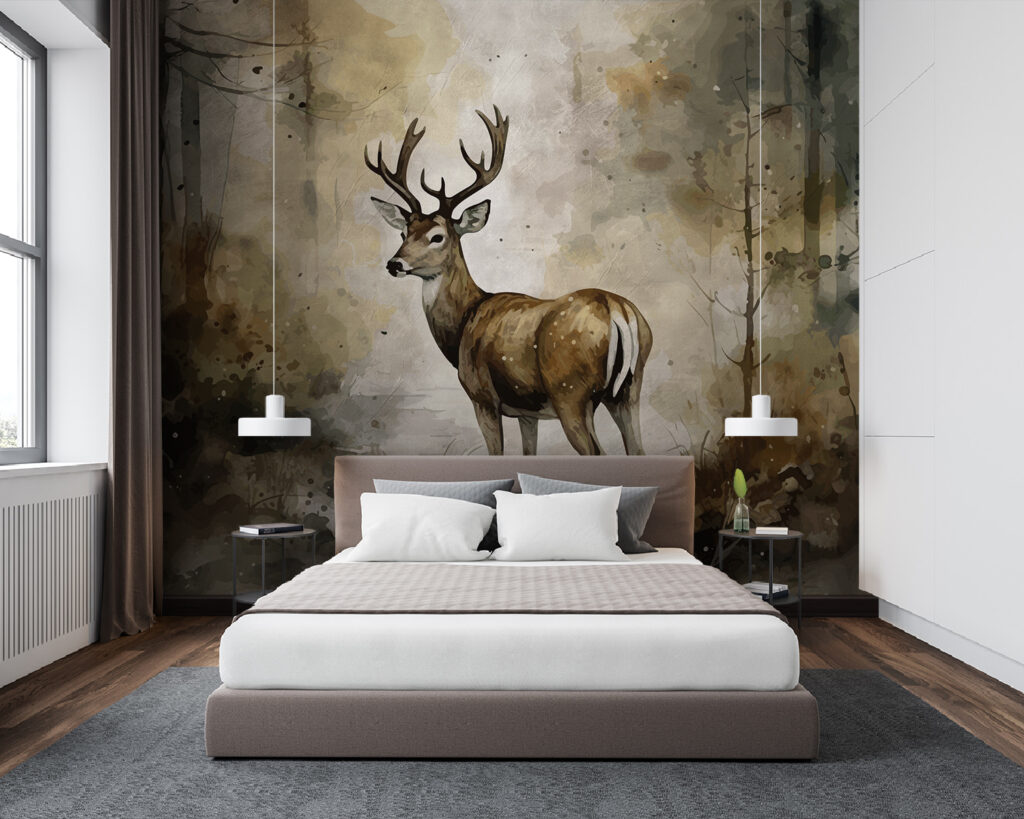 Hert in warme bosaquarel — interieur 2