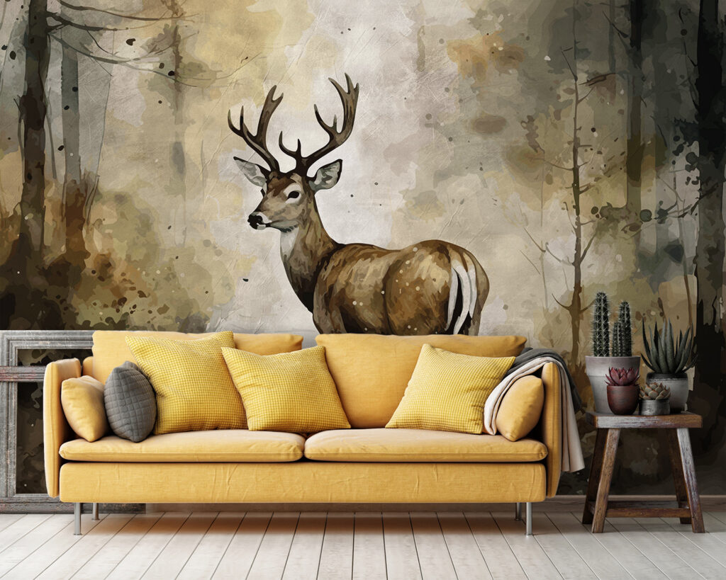 Hert in warme bosaquarel — interieur 3