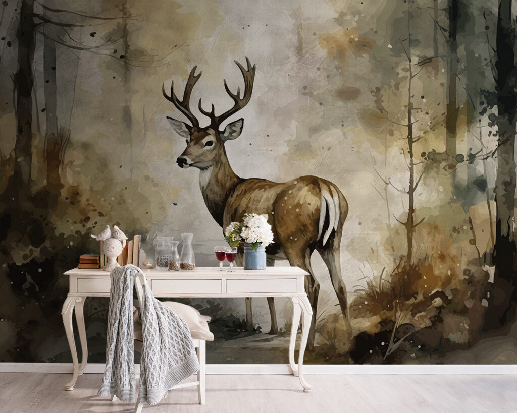 Hert in warme bosaquarel — interieur 4