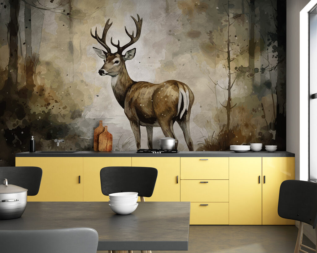 Hert in warme bosaquarel — interieur 5