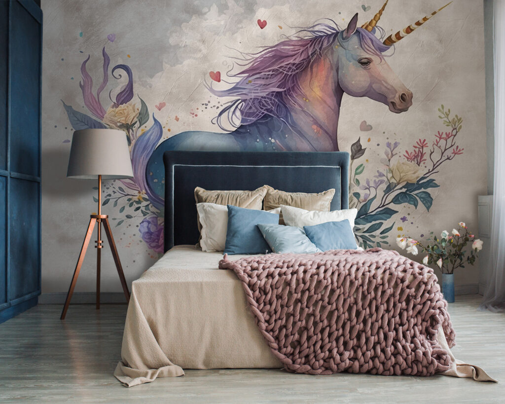 Eenhoorn tussen rozen, veren — interieur 3