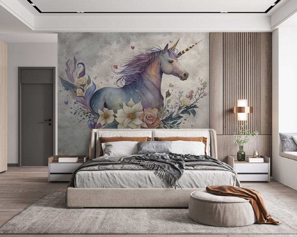 Eenhoorn tussen rozen, veren — interieur 5