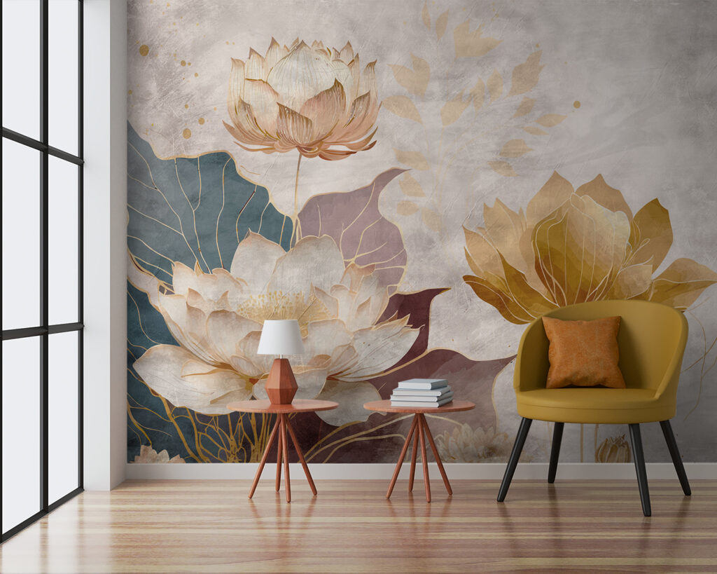 Schilderij van bloemen en bladeren — interieur 1