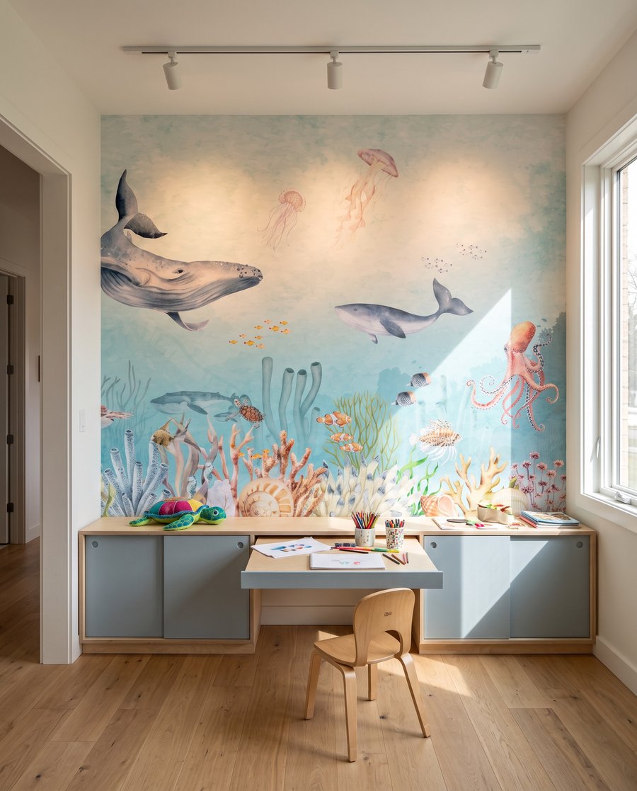 Walvissen boven kleurrijk koraal — interieur 3