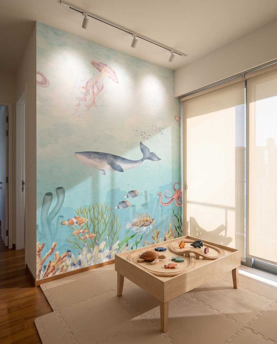 Walvissen boven kleurrijk koraal — interieur 4