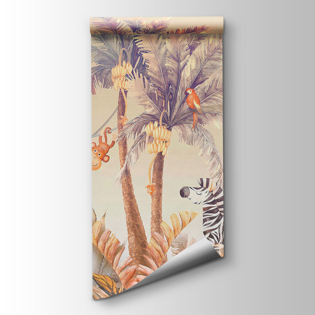 Giraffe speelt tussen palmen — productweergave