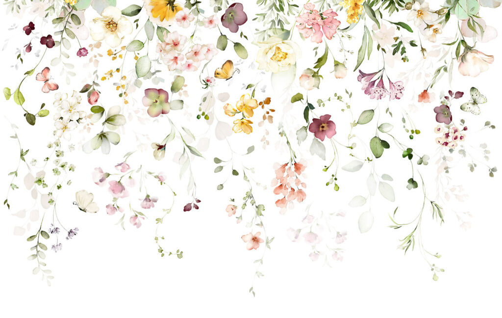 Schilderij van bloemen en bladeren — volledig ontwerp
