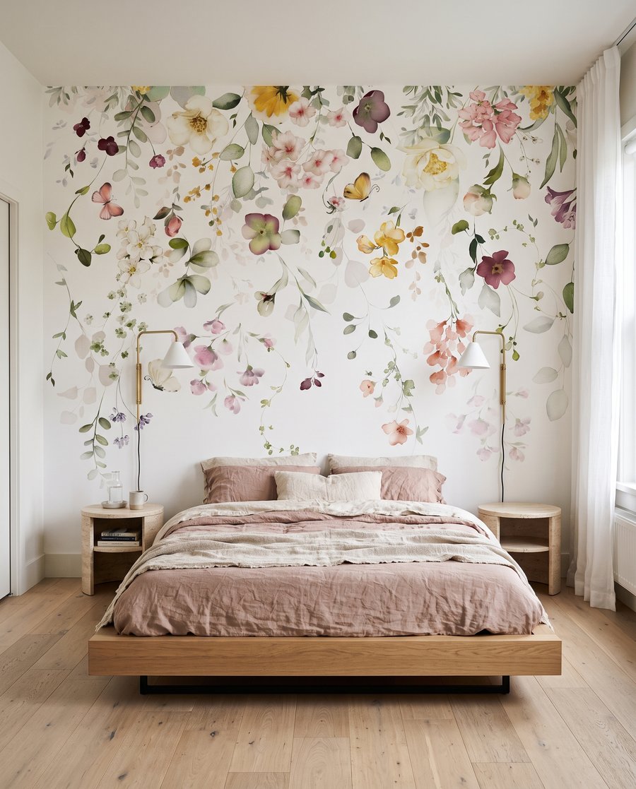 Bloemen als een waterval in een interieur