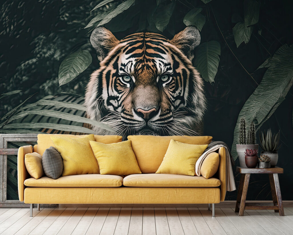 Tijger tussen donkere bladeren — interieur 2