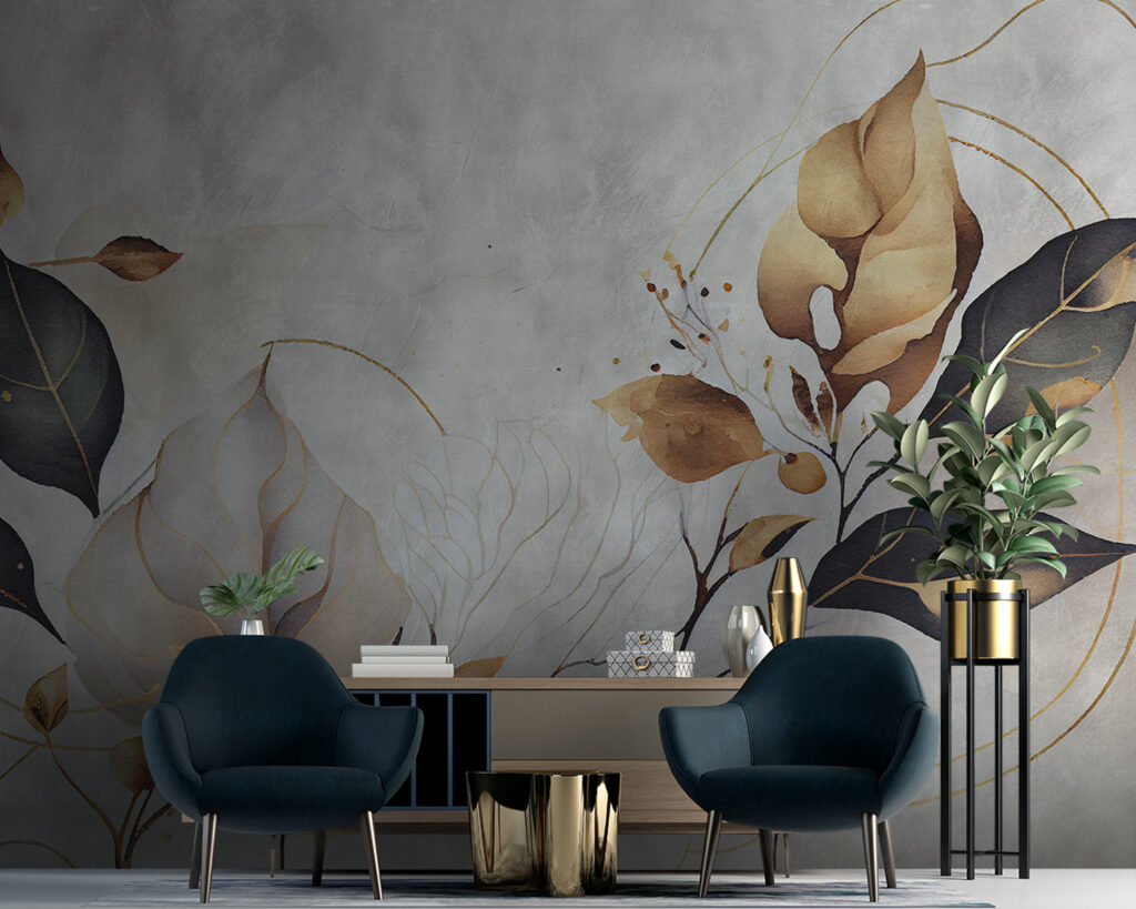 Elegante bladeren dansen in zachte tinten — interieur 2