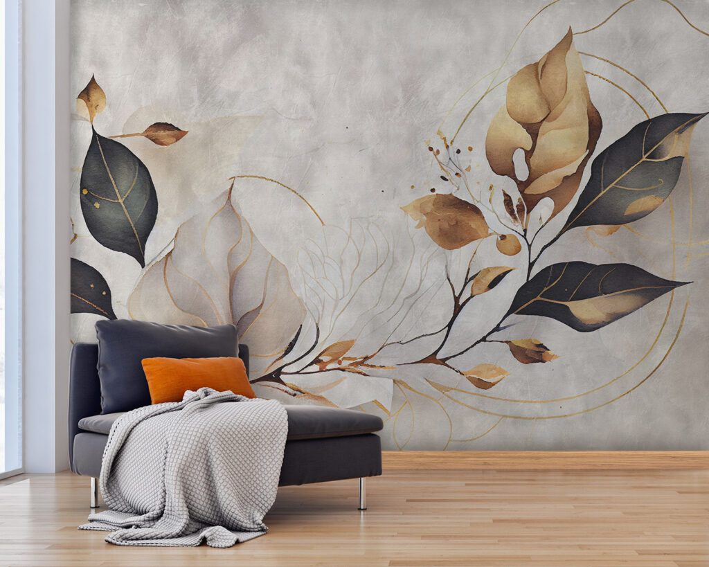 Elegante bladeren dansen in zachte tinten — interieur 3