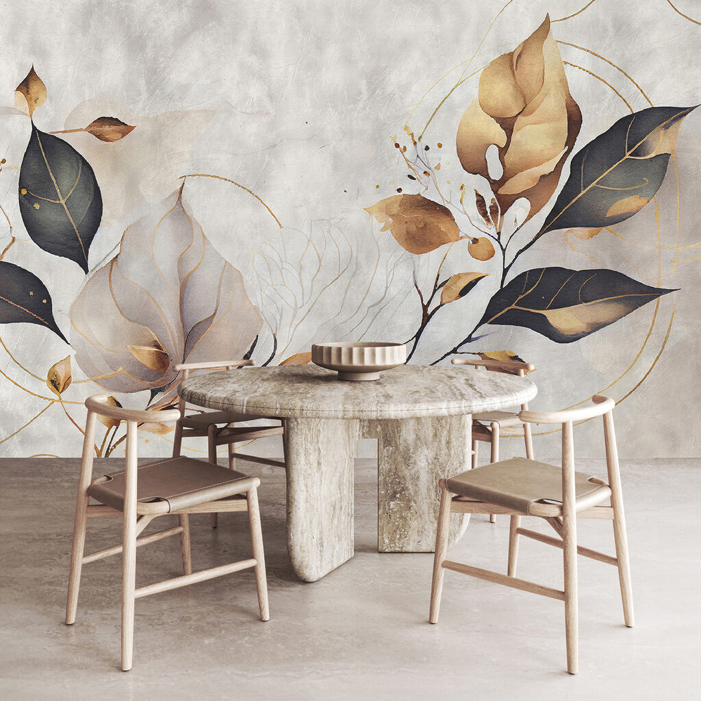Elegante bladeren dansen in zachte tinten — interieur 4