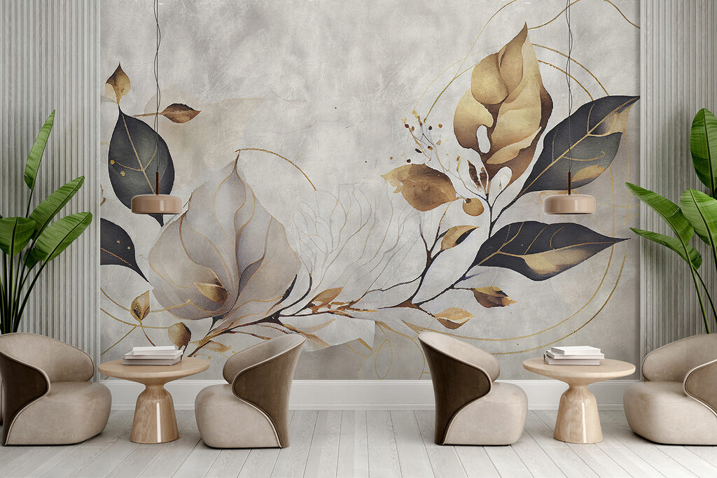 Elegante bladeren dansen in zachte tinten — interieur 5