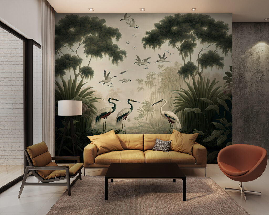 Reigers tussen symmetrische boomkronen — interieur 2