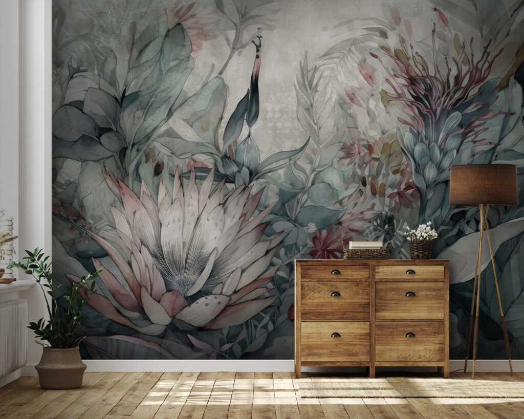Schilderij van bloemen en bladeren — interieur 2