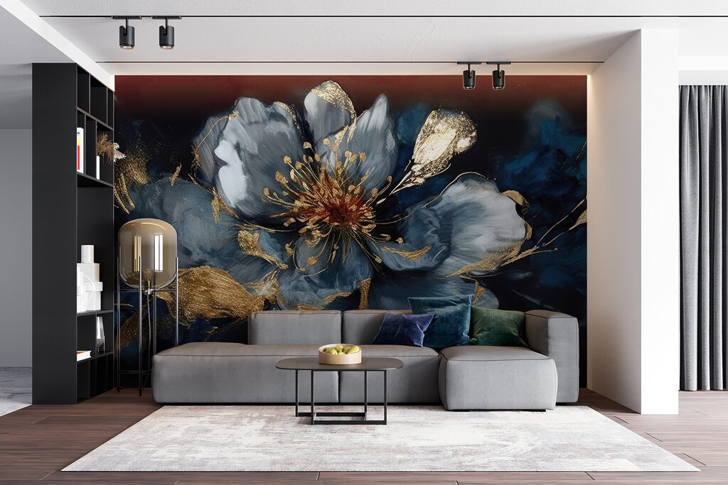 Blauwe bloem met goudaccenten — interieur 5