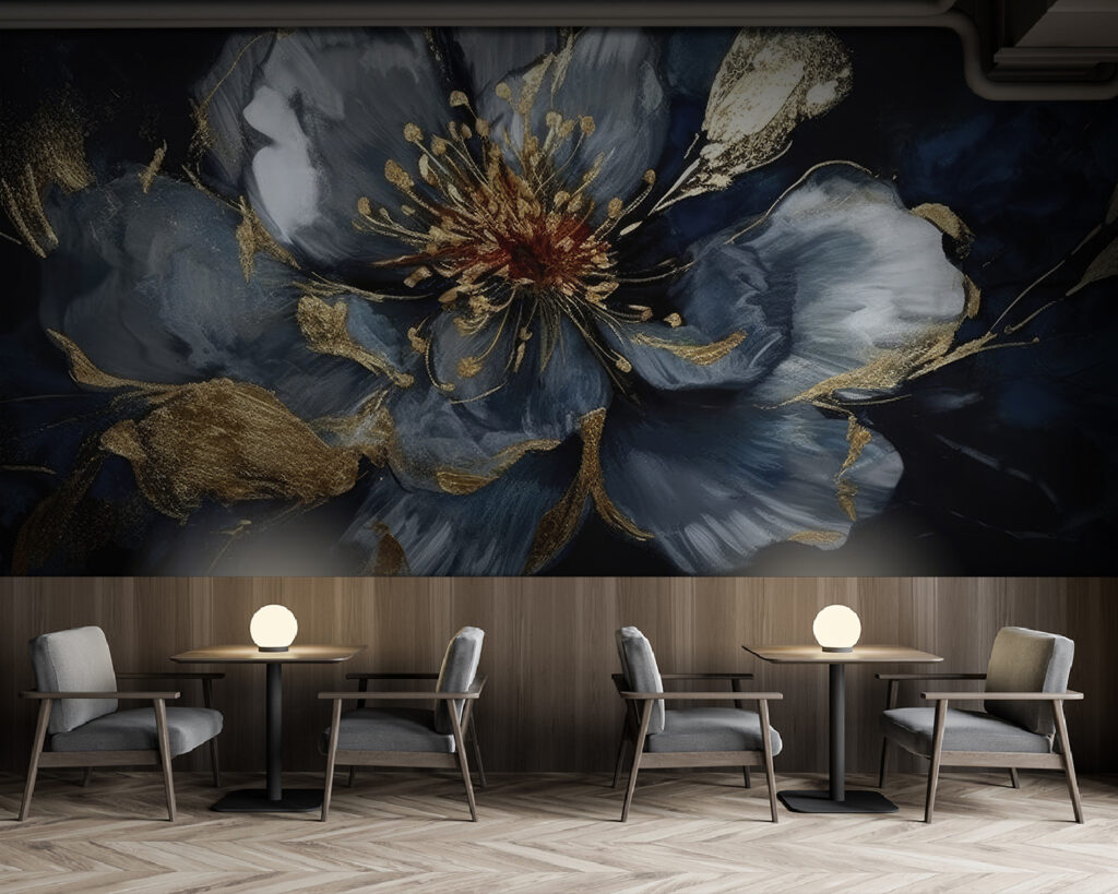 Blauwe bloem met goudaccenten — interieur 3