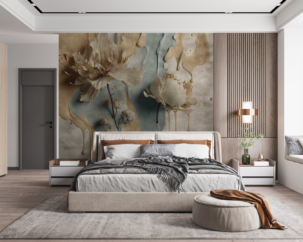 Bloemen boven druipende aardetinten — interieur 3
