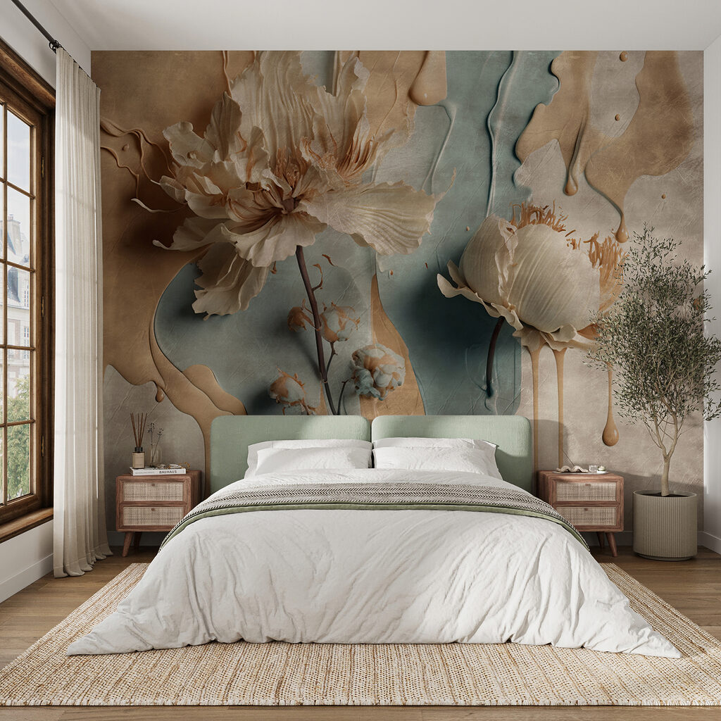 Bloemen boven druipende aardetinten — interieur 4
