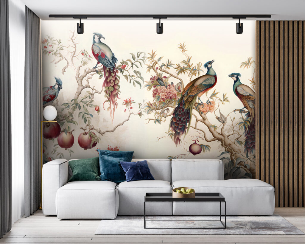 Pauwen langs granaatappeltakken — interieur 2