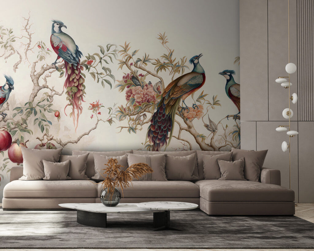 Pauwen langs granaatappeltakken — interieur 3