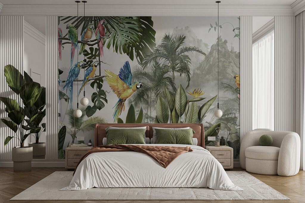 Papegaaien in licht woud — interieur 5