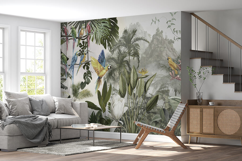 Papegaaien in licht woud — interieur 6