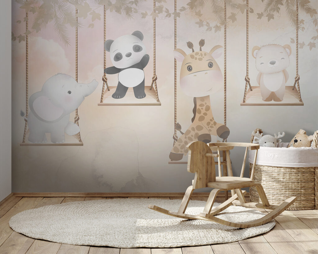 Groep dieren op schommels — interieur 2