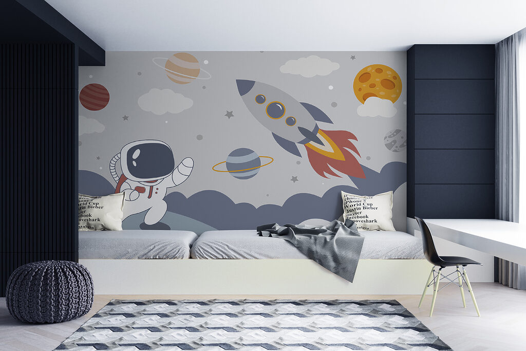Raket naast kleine astronaut — interieur 4